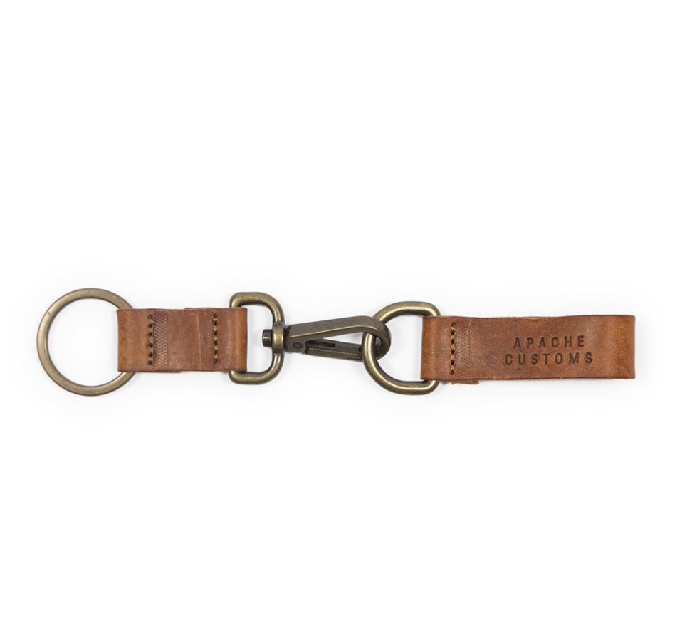 LEATHER KEYCLIP DOUBLE - BROWN
